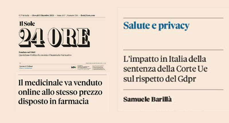 Samuele Barillà su Il Sole 24 Ore di oggi: «Il medicinale va venduto online allo stesso prezzo disposto in farmacia»